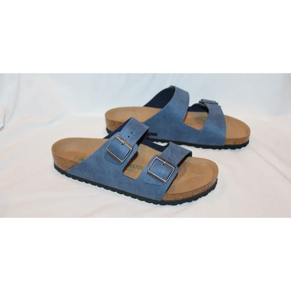 BIRKENSTOCK BS MEN'S VEGAN LEATHER SANDALS EU 43 REGULAR ELEMENTAL BLUE NEW